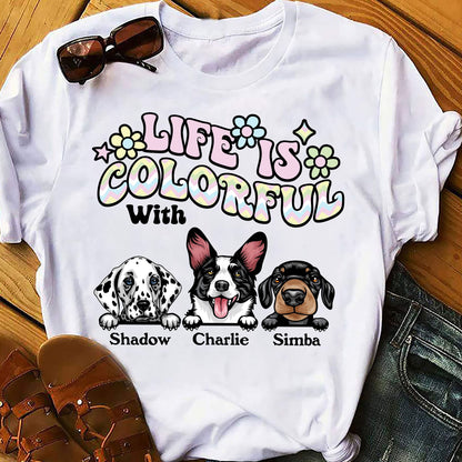 Personalisiertes Geschenk Das Leben ist besser mit bunten Hunden - Personalisiertes individuelles Unisex T-Shirt